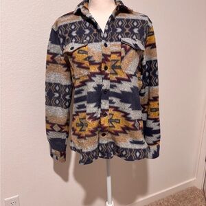 Western Fleece Patterned Button-Up Shirt Sz Small
